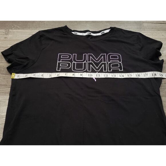 Puma Black Short Sleeve Crew Neck T Shirt Comfort Active Top Puma Logo - Picture 5 of 7